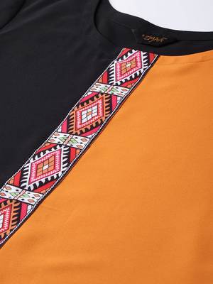Women's Orange Color Solid Straight Crepe Kurta Palazzo Set 5