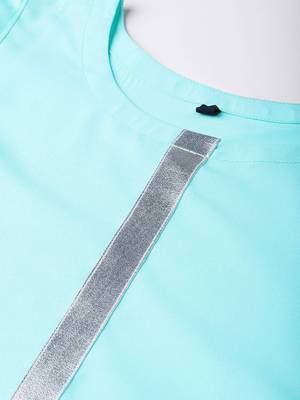 Women's Sky Blue Color Solid Straight Crepe Kurta Palazzo Set 5