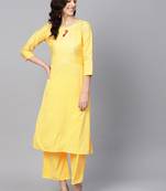 Women's Yellow Color Solid Straight Crepe Kurta Palazzo Set