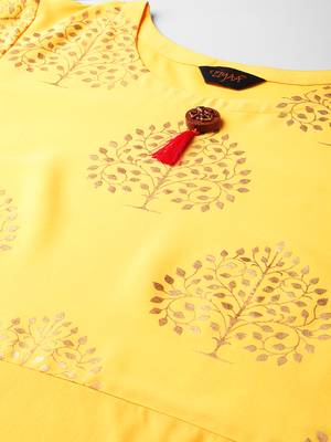 Women's Yellow Color Solid Straight Crepe Kurta Palazzo Set 5