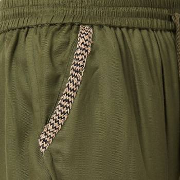 Olive Rayon Twill Fabric Solid Relaxed Fit Wrap Pant For Women's 5