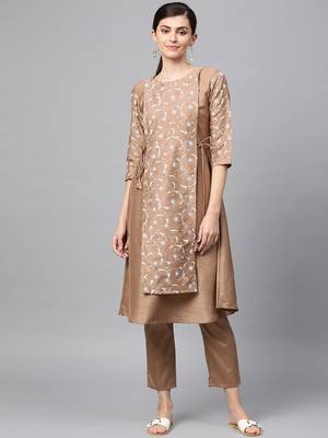 Women's Mashroom khadi print Flared Polysilk Kurta 2