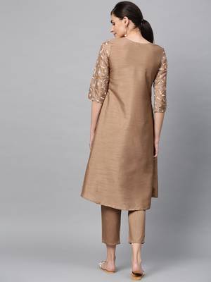 Women's Mashroom khadi print Flared Polysilk Kurta 3