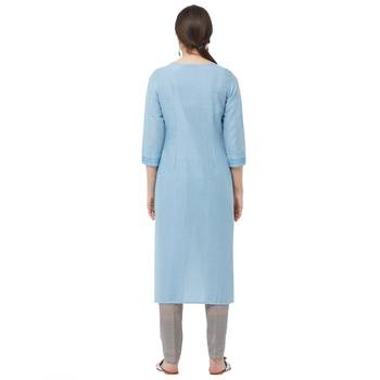 Sky-blue embroidered polyester kurtas-and-kurtis 3