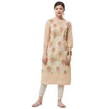 Beige embroidered polyester kurtas-and-kurtis 1