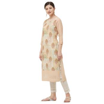 Beige embroidered polyester kurtas-and-kurtis 2