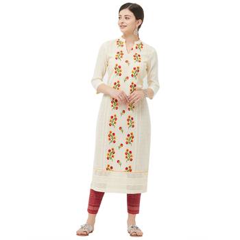 Beige embroidered polyester kurtas-and-kurtis 1