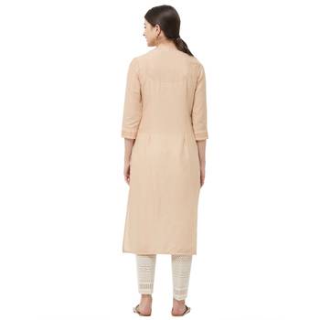 Beige embroidered polyester kurtas-and-kurtis 3