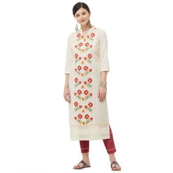 Beige embroidered polyester kurtas-and-kurtis 1