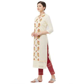 Beige embroidered polyester kurtas-and-kurtis 2