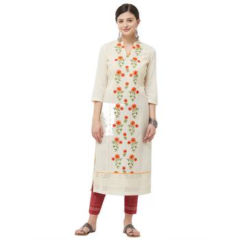 Beige embroidered polyester kurtas-and-kurtis 1