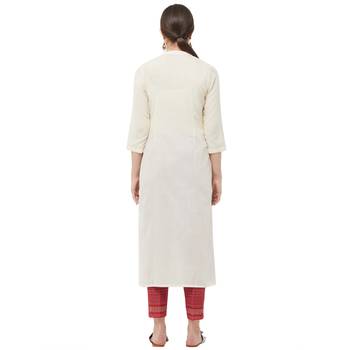 Beige embroidered polyester kurtas-and-kurtis 3