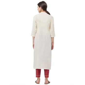 Beige embroidered polyester kurtas-and-kurtis 3