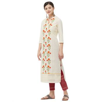 Beige embroidered polyester kurtas-and-kurtis 2