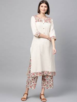 Women's Off white Digital Straight Flex Kurta 1
