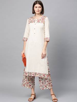 Women's Off white Digital Straight Flex Kurta 2