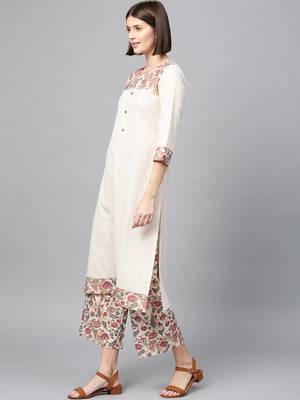 Women's Off white Digital Straight Flex Kurta 4