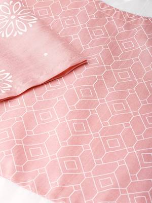 Women's Pink Khadi Print Flared Polysilk Kurta 5