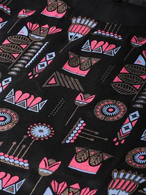 Women's Black khadi print A-line Polysilk Kurta 5