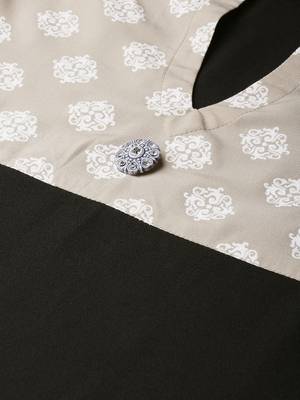 Women's Black khadi print Straight Crepe Kurta 5