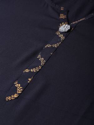 Women's Blue gold print Straight Crepe Kurta 5