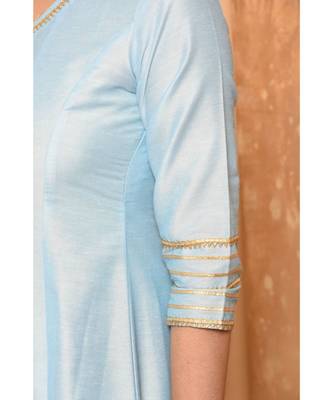 Sky Blue Anarkali Long Kurta With Pallazo Pant 5