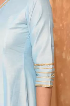 Sky Blue Anarkali Long Kurta With Pallazo Pant