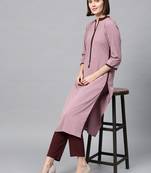 Women's Wine gold print Straight Crepe Kurta