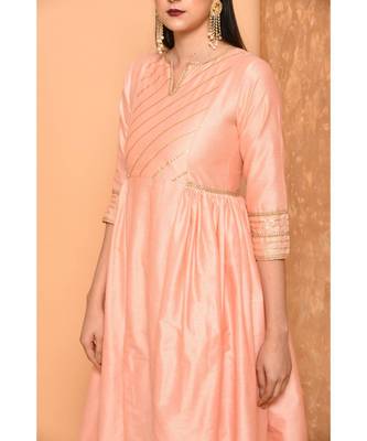 Peach Anarkali Long Kurta With Pallazo Pant 2