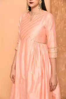 Peach Anarkali Long Kurta With Pallazo Pant