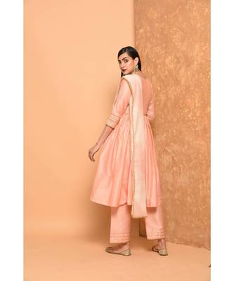 Peach Anarkali Long Kurta With Pallazo Pant 1