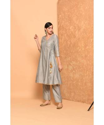 Peach Anarkali Long Kurta With Pallazo Pant 3