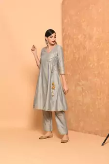 Peach Anarkali Long Kurta With Pallazo Pant