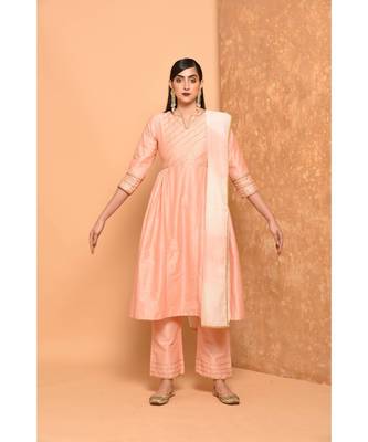Peach Anarkali Long Kurta With Pallazo Pant 4