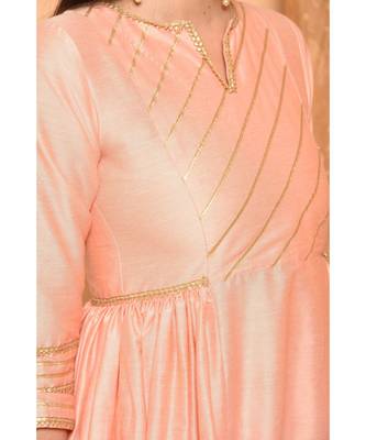 Peach Anarkali Long Kurta With Pallazo Pant 5