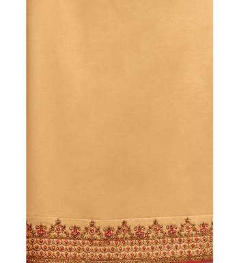 Beige & Rani Pink Cotton Jam Silk Women's Salwar Suit With Banarasi Dupatta 5