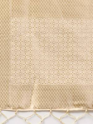 Beige Banarasi Silk Foil Printed Dupatta 2