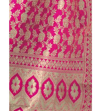 Beige & Rani Pink Cotton Jam Silk Women's Salwar Suit With Banarasi Dupatta 6
