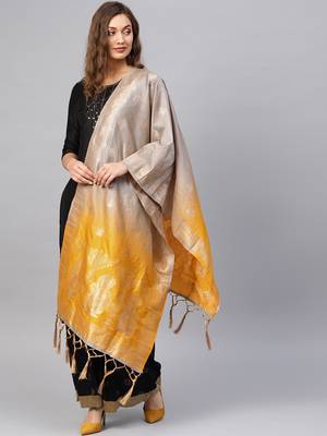 Grey Banarasi Silk Foil Printed Dupatta 1