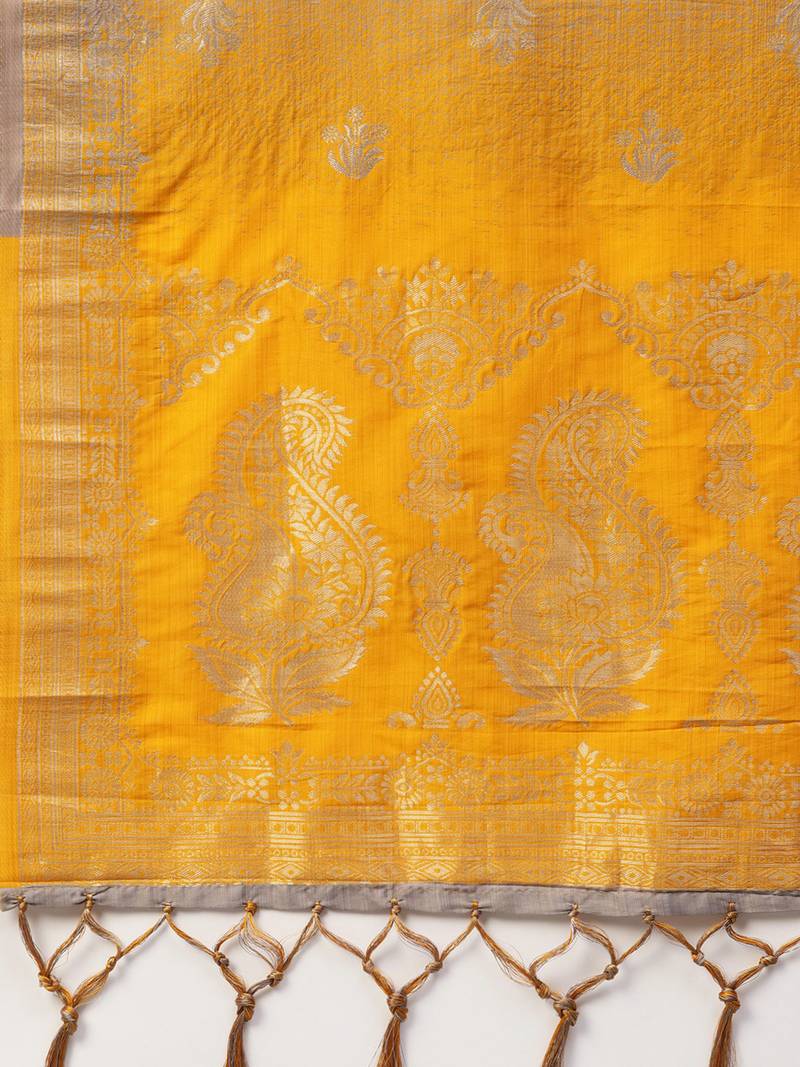 Grey Banarasi Silk Foil Printed Dupatta