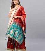 Red Banarasi Silk Foil Printed Dupatta