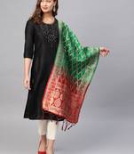 Green Banarasi Silk Foil Printed Dupatta