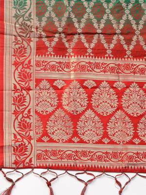 Green Banarasi Silk Foil Printed Dupatta 2