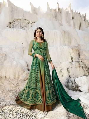 Light Green Multicolor Party Wear Designer Anarkali Suit 1