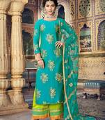 Turquoise Party Wear Designer Suit