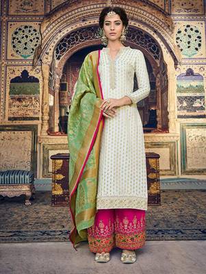 White Party Wear Designer Suit 1