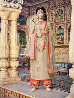 Tan Color Party Wear Designer Suit 1