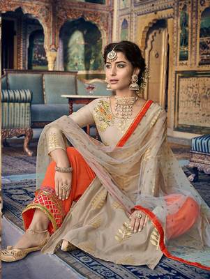 Tan Color Party Wear Designer Suit 2
