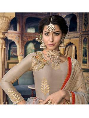 Tan Color Party Wear Designer Suit 3