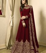 Dark Red Designer Georgette Anarkali Suit 